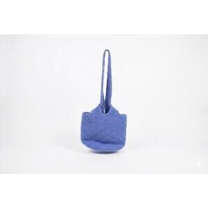 Blue Felted Wool One Strap Shoulder Bag Boiled Wool Artisanal Boho Minimalist